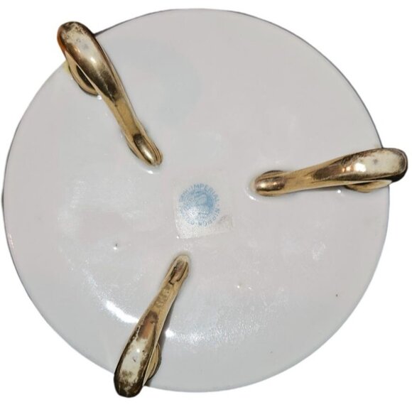 Vintage Jewelry Trinket Box Nippon Porcelain Footed Hand-Painted With Lid - Picture 5 of 7